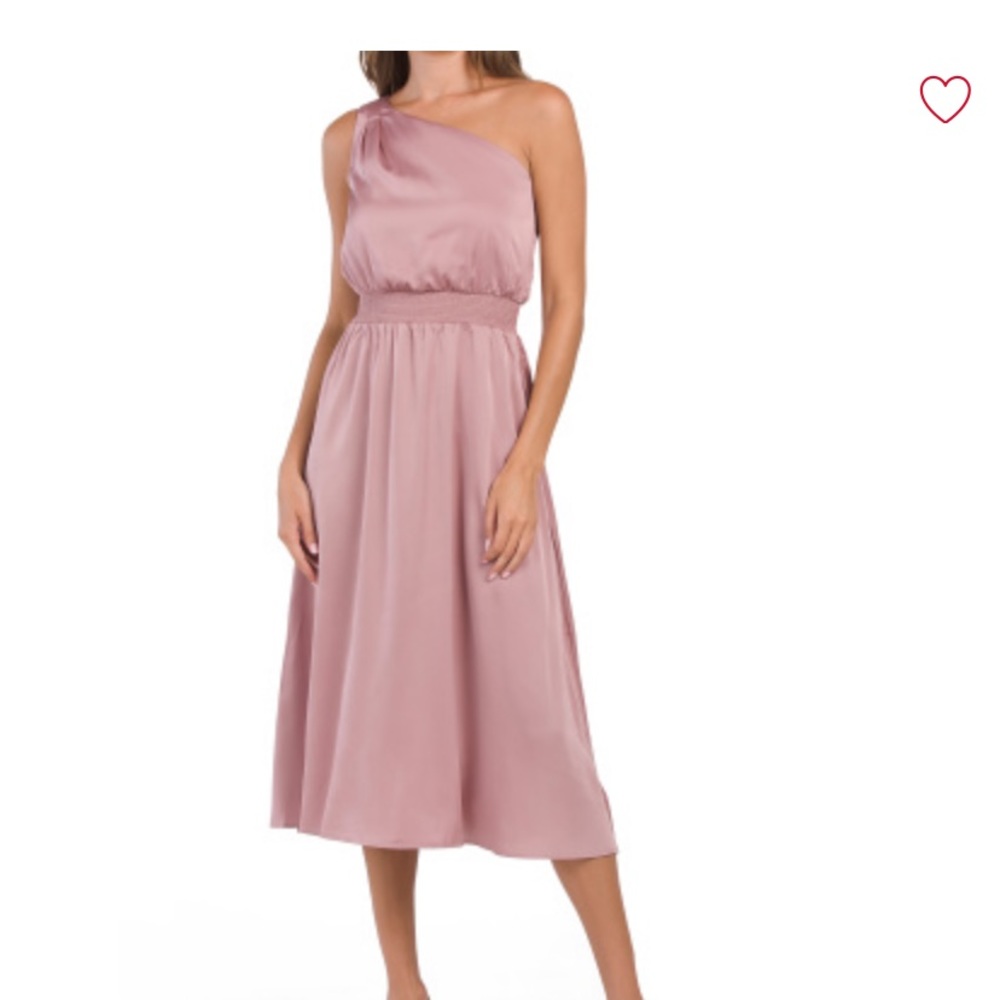 Pink satin one shoulder dress